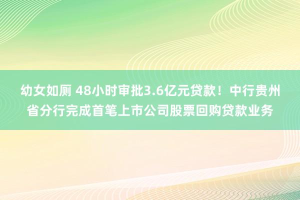 幼女如厕 48小时审批3.6亿元贷款！中行贵州省分行完成首笔上市公司股票回购贷款业务