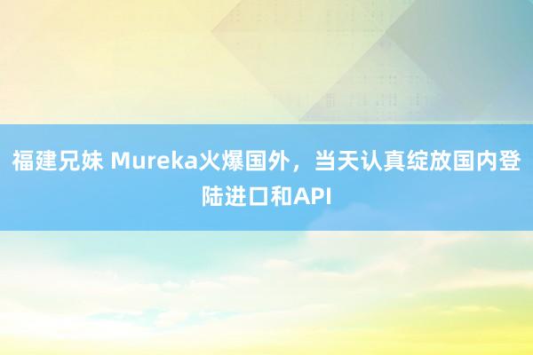 福建兄妹 Mureka火爆国外，当天认真绽放国内登陆进口和API