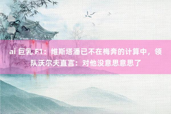 ai 巨乳 F1：维斯塔潘已不在梅奔的计算中，领队沃尔夫直言：对他没意思意思了