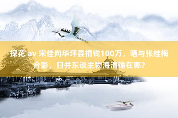 探花 av 宋佳向华坪县捐钱100万，晒与张桂梅合影，归并东谈主物海清输在哪？