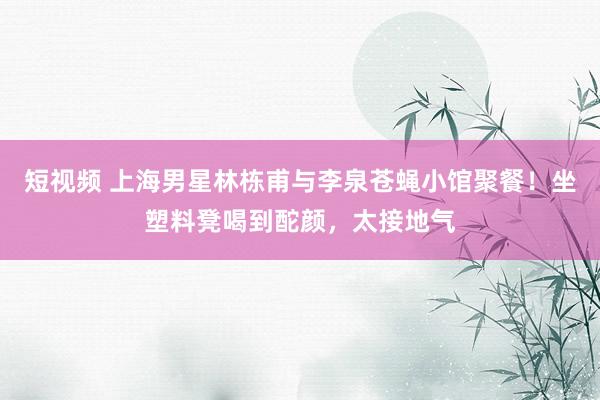短视频 上海男星林栋甫与李泉苍蝇小馆聚餐！坐塑料凳喝到酡颜，太接地气