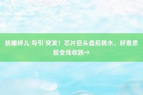 妖媚婷儿 勾引 突发！芯片巨头盘后跳水，好意思股全线收跌→