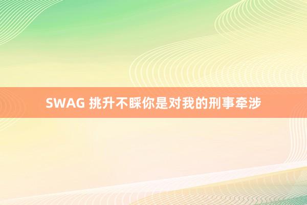 SWAG 挑升不睬你是对我的刑事牵涉