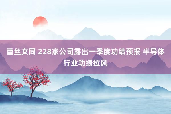 蕾丝女同 228家公司露出一季度功绩预报 半导体行业功绩拉风