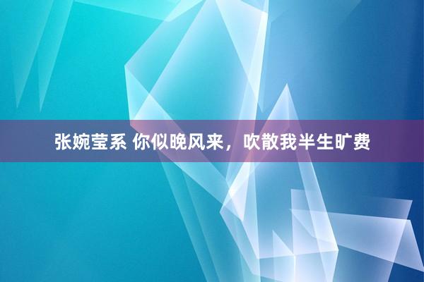 张婉莹系 你似晚风来，吹散我半生旷费